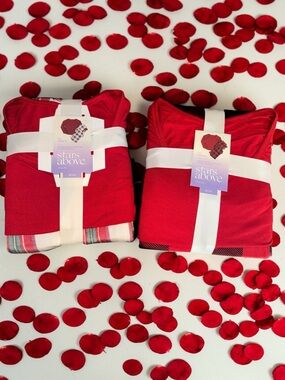 2 sets of stars above Red Plaid Pajama Set
